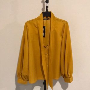 Mustard Bow Blouse